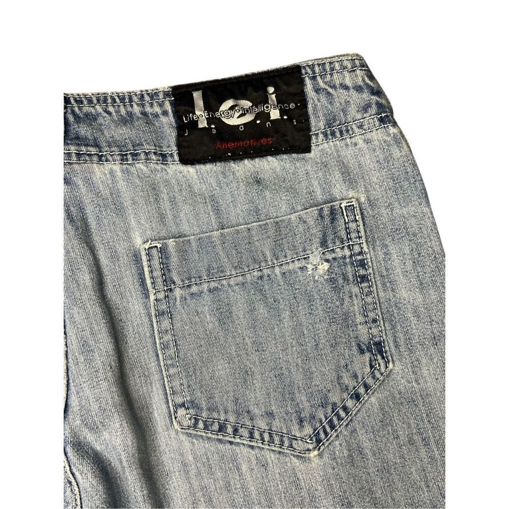 Vintage lei Juniors 7 Lace Up Flare Low Rise Jeans Light Wash Denim Y2K - Picture 5 of 7
